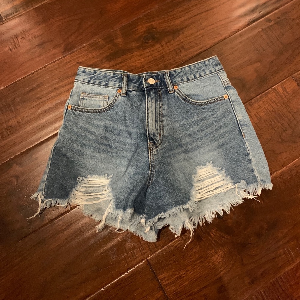 Destroyed Light Denim Shorts in S